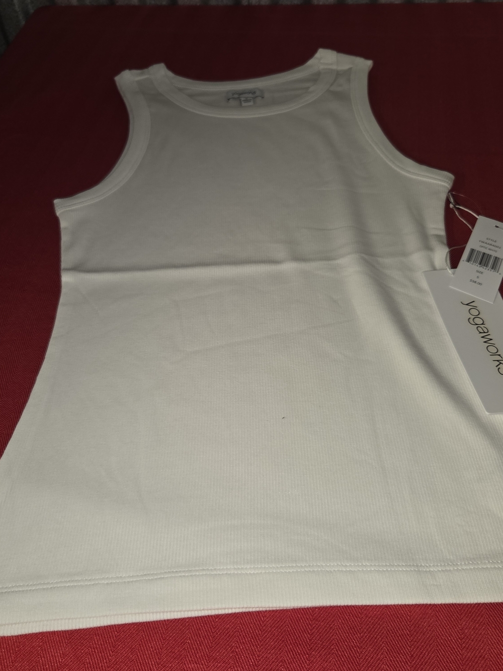 Yogaworks Women’s White Ribbed Tank Top — Sleeveless Layering Tee